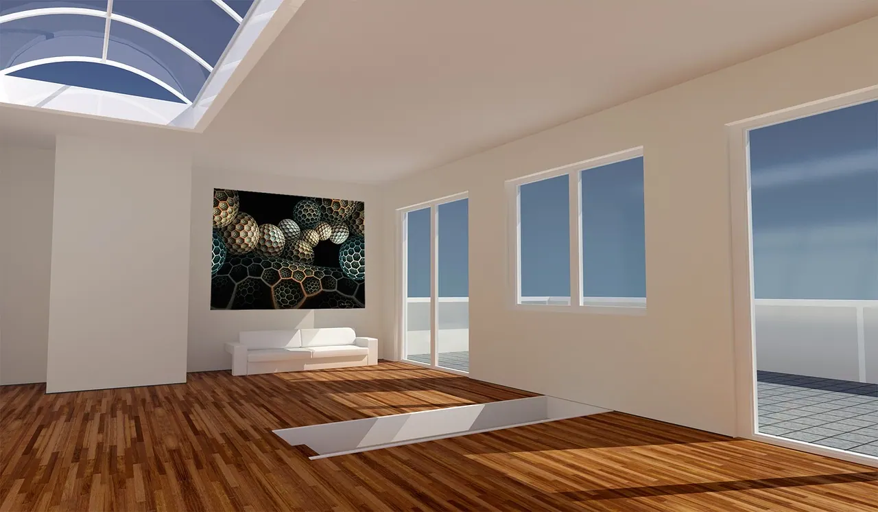 gallery, space, light space, the gallery space, graphic, painting, pictures, presentation, inner space, apartment, living room, 3d, room, planning, real estate, architecture visual