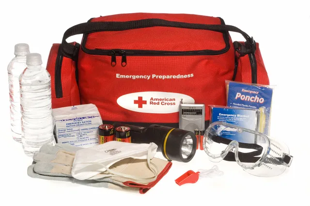 Washington, DC, July 7, 2006 -- A Red Cross "ready to go" preparedness kit showing the bag and its contents. Red Cross photograph. Small Room Makeovers by Region: Weather Planning