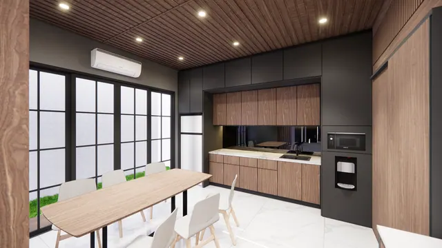 Sleek and modern dining room showcasing minimalist interior design and furniture.