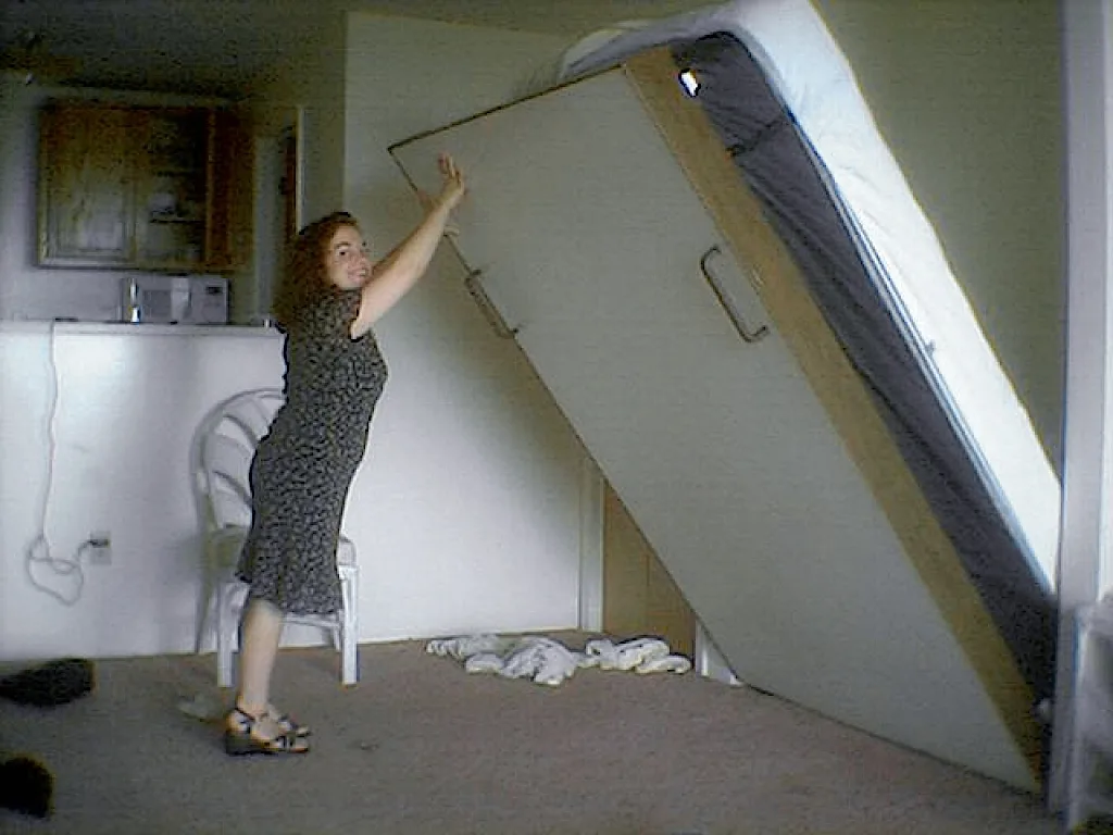 Woman folding a murphy bed. How Much Does a Murphy Bed Cost to Install in Your State?
